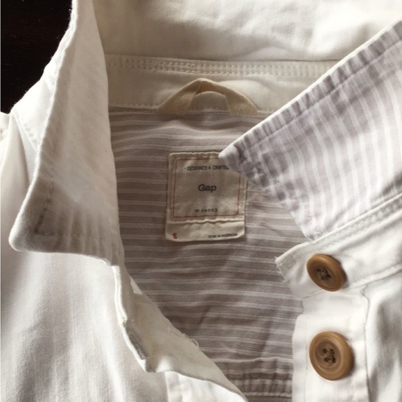 denim white jacket with pockets buttons white boho - Picture 6 of 9